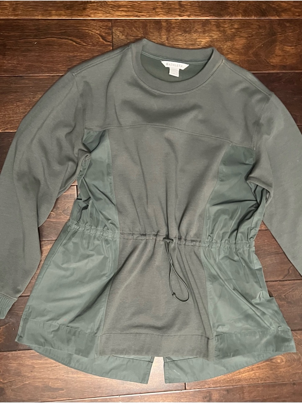 Athleta Olive Green Pullover Drawstring Waist Sweatshirt